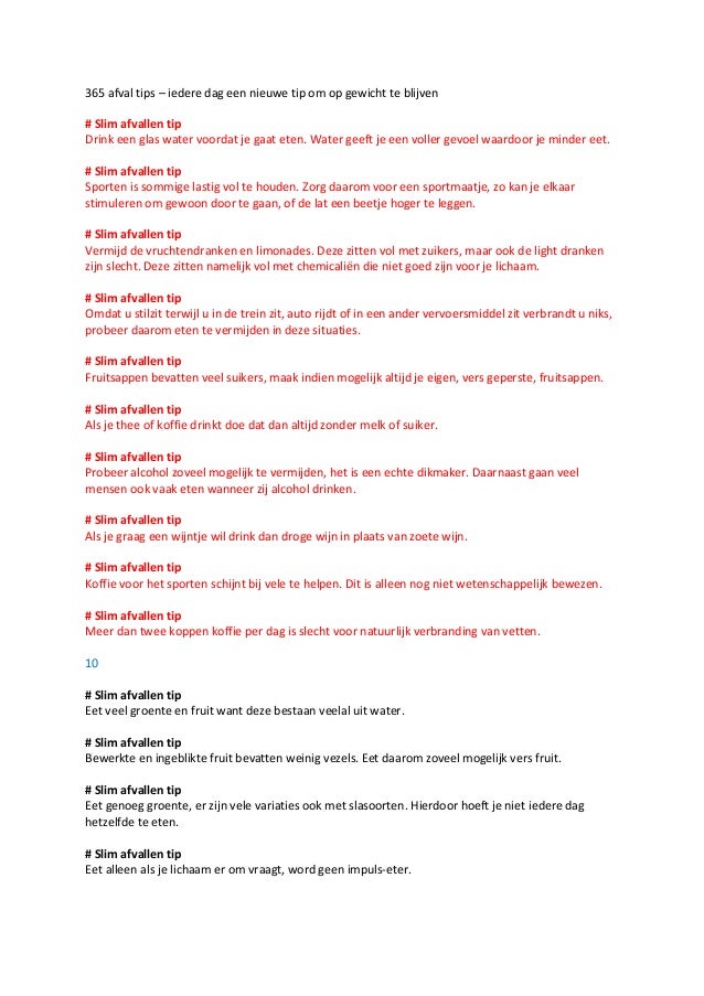 afvallen tips en trucs